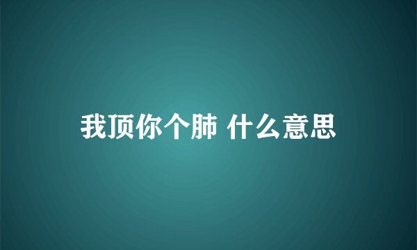 我顶你个肺 什么意思