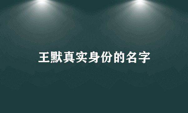 王默真实身份的名字