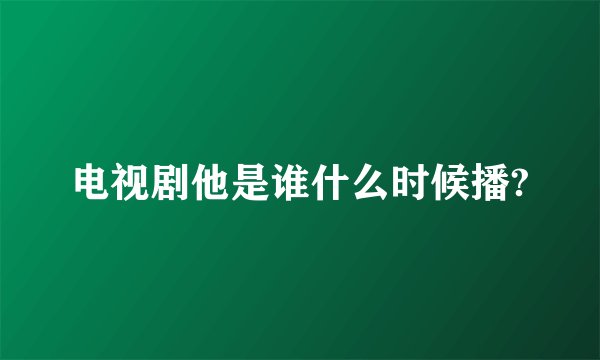 电视剧他是谁什么时候播?