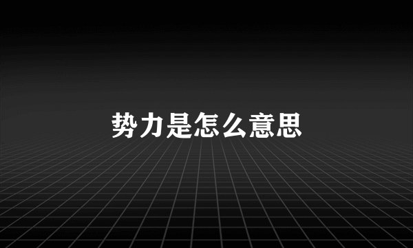 势力是怎么意思