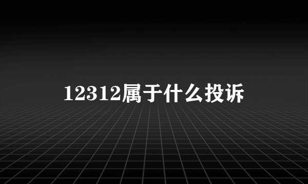12312属于什么投诉