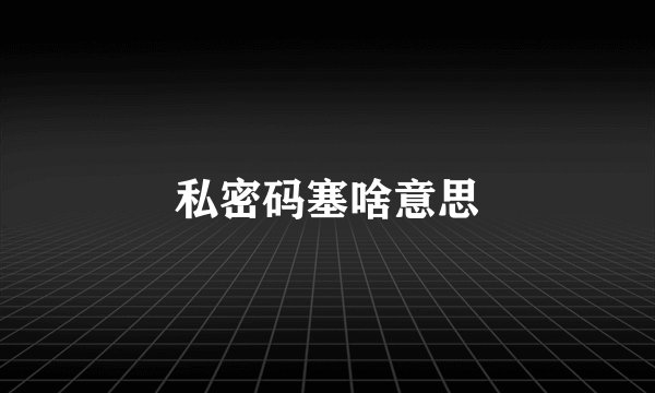 私密码塞啥意思