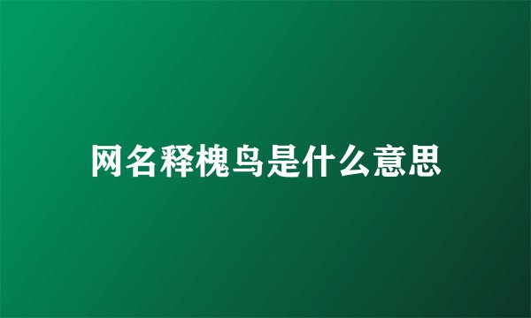 网名释槐鸟是什么意思