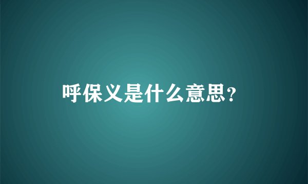 呼保义是什么意思？