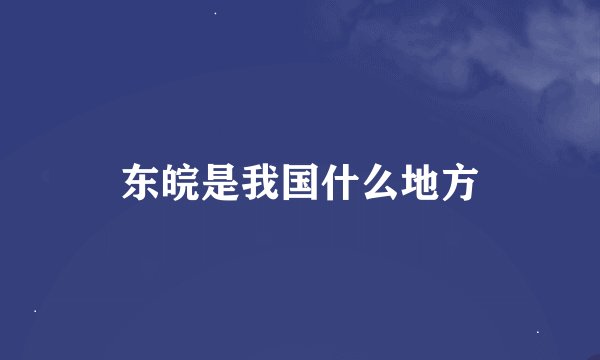东皖是我国什么地方