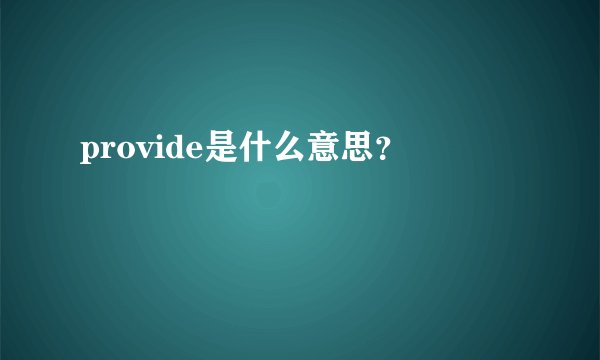 provide是什么意思？