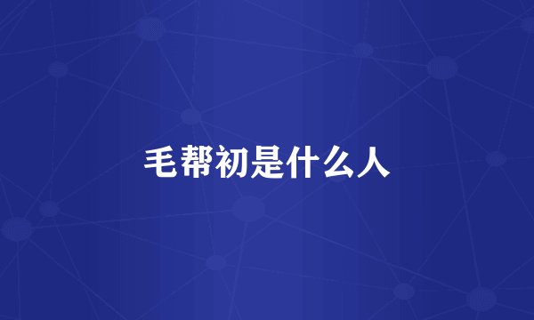 毛帮初是什么人