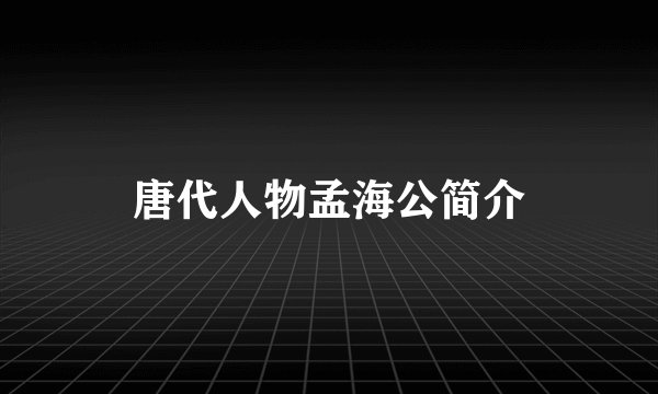唐代人物孟海公简介