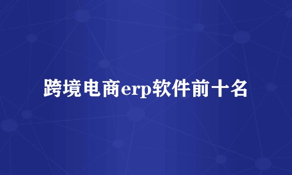 跨境电商erp软件前十名