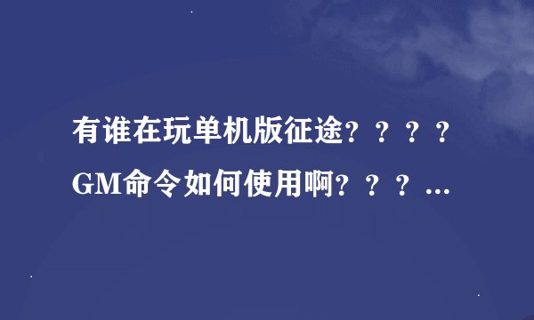 有谁在玩单机版征途？？？？GM命令如何使用啊？？？？？？？