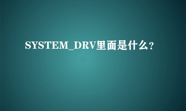 SYSTEM_DRV里面是什么？