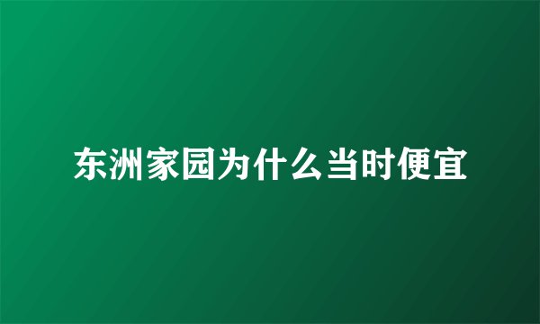 东洲家园为什么当时便宜