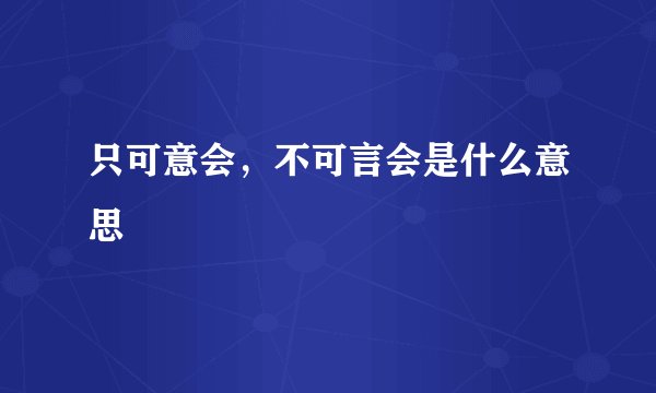只可意会，不可言会是什么意思