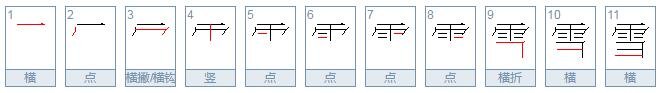 雪字的笔顺笔画顺序