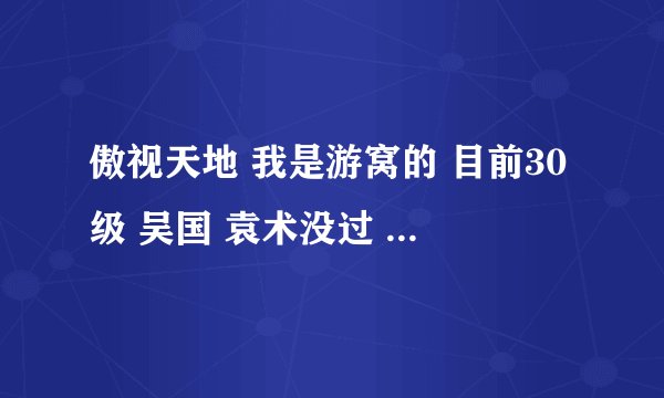 傲视天地 我是游窝的 目前30级 吴国 袁术没过 目前将领 张梁 王馨 华佗 蔡琰 不晓得后面将领怎么更换
