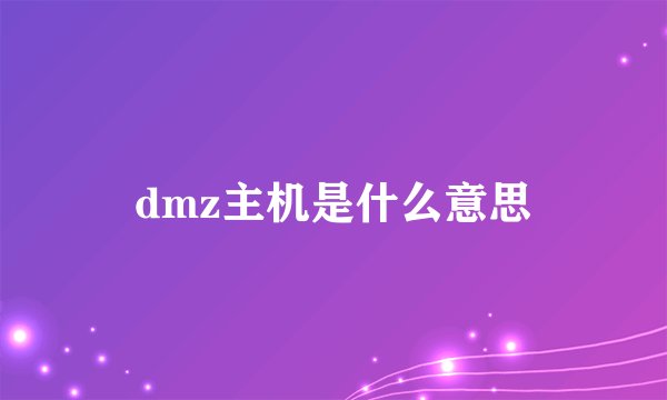 dmz主机是什么意思