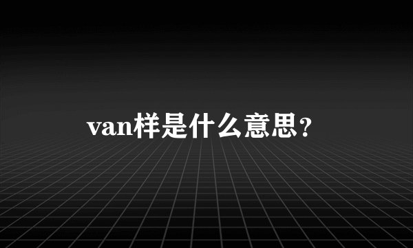 van样是什么意思?