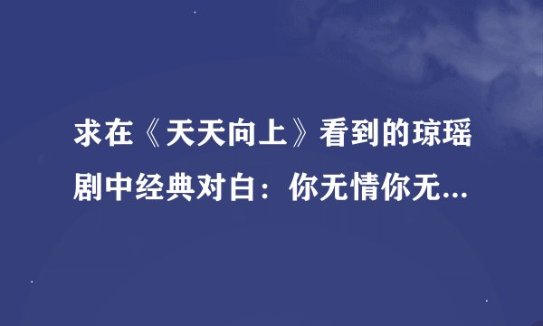 求在《天天向上》看到的琼瑶剧中经典对白：你无情你无意你无理取闹的全文