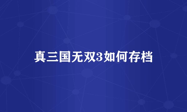真三国无双3如何存档