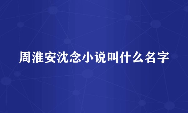 周淮安沈念小说叫什么名字