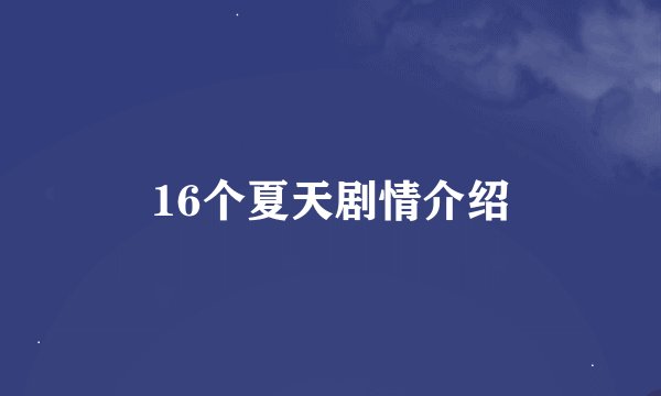 16个夏天剧情介绍