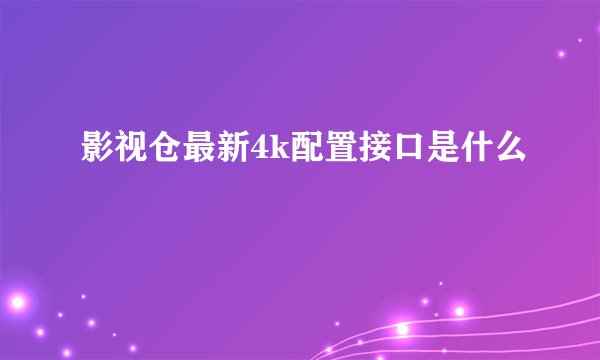 影视仓最新4k配置接口是什么