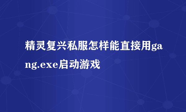 精灵复兴私服怎样能直接用gang.exe启动游戏