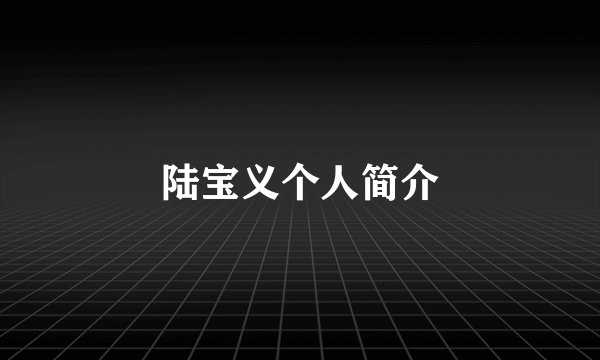 陆宝义个人简介