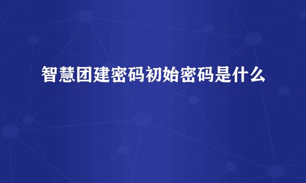 智慧团建密码初始密码是什么