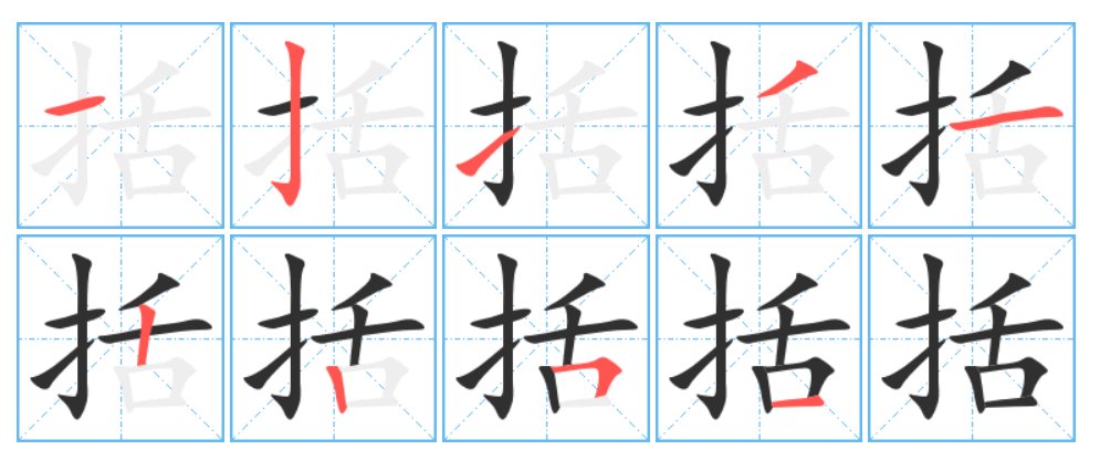 括的拼音和部首？
