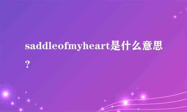 saddleofmyheart是什么意思?