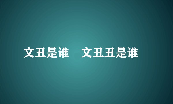 文丑是谁﹖文丑丑是谁﹖