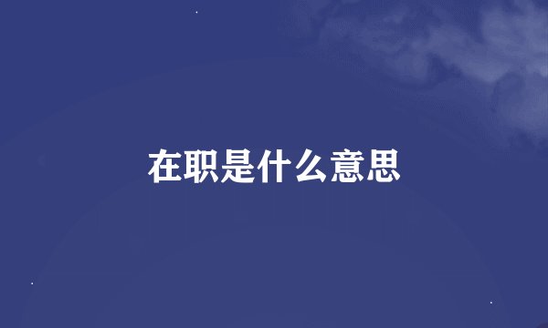 在职是什么意思