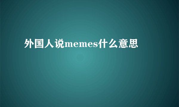 外国人说memes什么意思