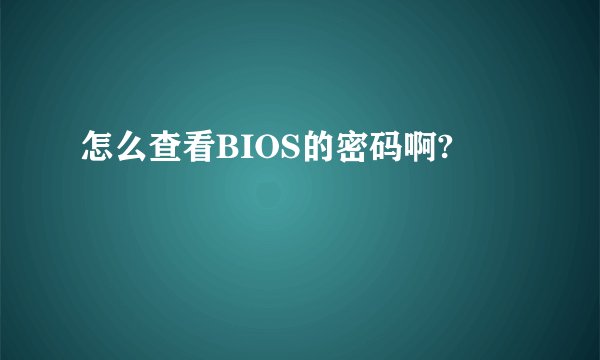 怎么查看BIOS的密码啊?