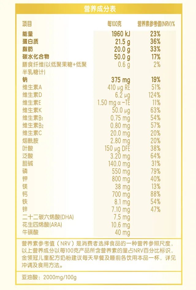 伊利金领冠奶粉怎么样 伊利金领冠奶粉配方表