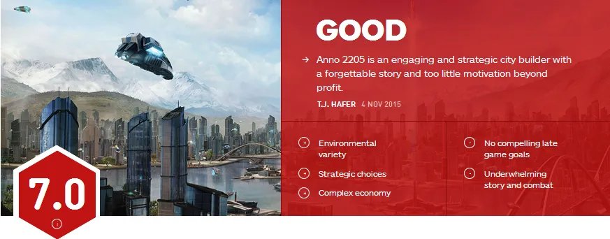 《纪元2205》IGN评分出炉！冲向宇宙也拿不到高分