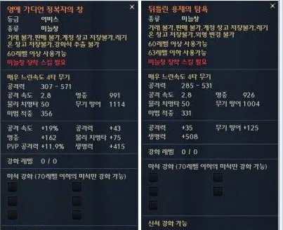 永恒之塔3.5版本新伸缩武器属性对比图