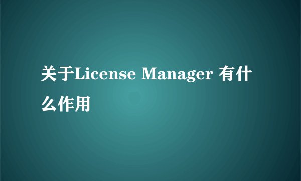 关于License Manager 有什么作用
