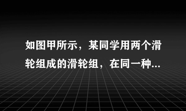 如图甲所示,某同学用两个滑轮组成的滑轮组,在同一种绕绳方式下匀速提升不同质量的重物