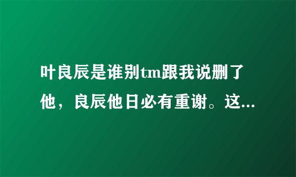 叶良辰是谁别tm跟我说删了他,良辰他日必有重谢。这个人出自哪里。具体点