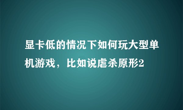显卡低的情况下如何玩大型单机游戏，比如说虐杀原形2