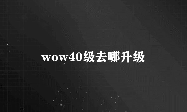wow40级去哪升级