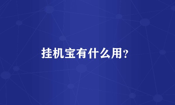 挂机宝有什么用？