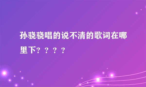 孙骁骁唱的说不清的歌词在哪里下????