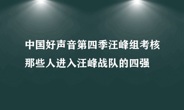中国好声音第四季汪峰组考核那些人进入汪峰战队的四强