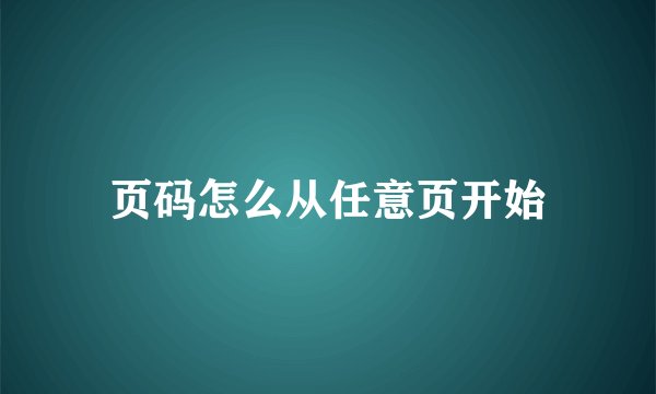 页码怎么从任意页开始