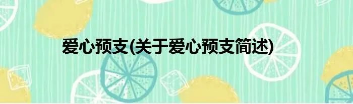 爱心预支(关于爱心预支简述)