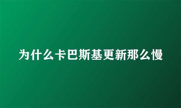 为什么卡巴斯基更新那么慢