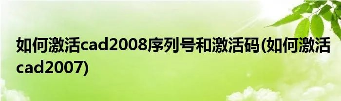 如何激活cad2008序列号和激活码(如何激活cad2007)